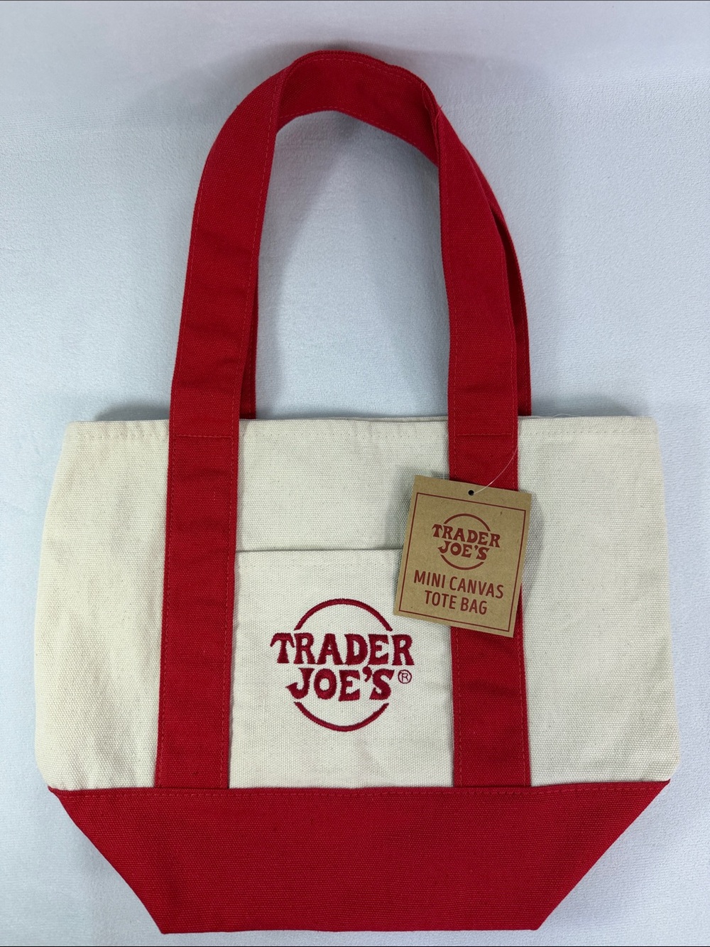 Trader Joe’s Red & Cream Mini Canvas Tote Bag